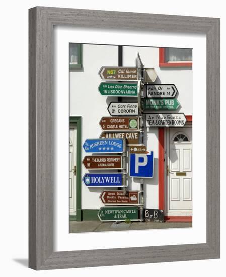 Profusion of Road Signs, Ballyvaughan, County Clare, Munster, Republic of Ireland-Gary Cook-Framed Photographic Print