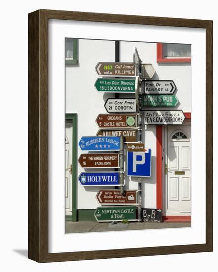 Profusion of Road Signs, Ballyvaughan, County Clare, Munster, Republic of Ireland-Gary Cook-Framed Photographic Print