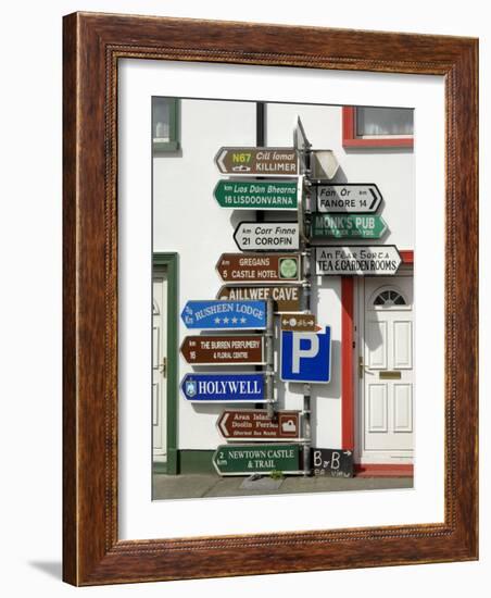 Profusion of Road Signs, Ballyvaughan, County Clare, Munster, Republic of Ireland-Gary Cook-Framed Photographic Print