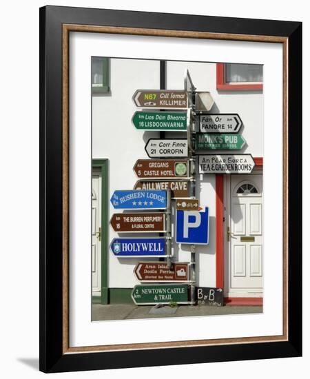 Profusion of Road Signs, Ballyvaughan, County Clare, Munster, Republic of Ireland-Gary Cook-Framed Photographic Print