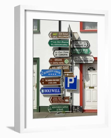 Profusion of Road Signs, Ballyvaughan, County Clare, Munster, Republic of Ireland-Gary Cook-Framed Photographic Print