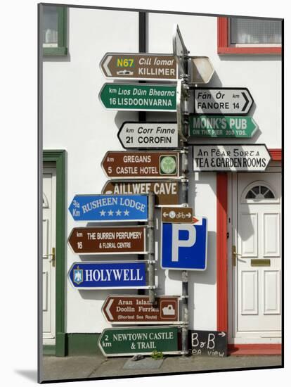 Profusion of Road Signs, Ballyvaughan, County Clare, Munster, Republic of Ireland-Gary Cook-Mounted Photographic Print