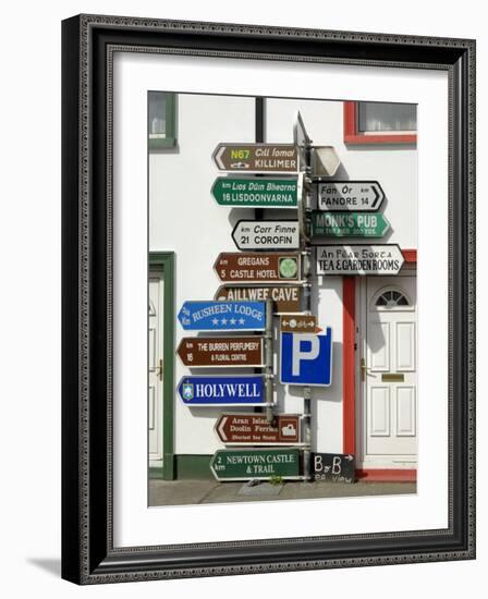 Profusion of Road Signs, Ballyvaughan, County Clare, Munster, Republic of Ireland-Gary Cook-Framed Photographic Print