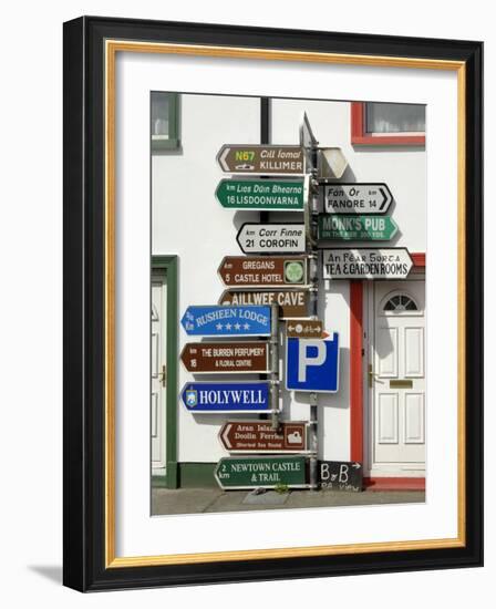 Profusion of Road Signs, Ballyvaughan, County Clare, Munster, Republic of Ireland-Gary Cook-Framed Photographic Print