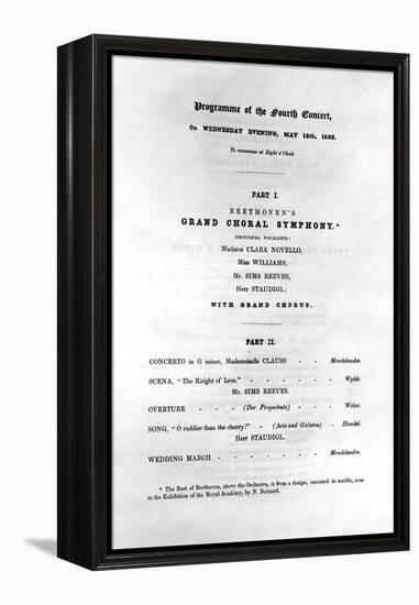 Programme for Beethoven's Grand Choral Symphony, 1852-null-Framed Stretched Canvas