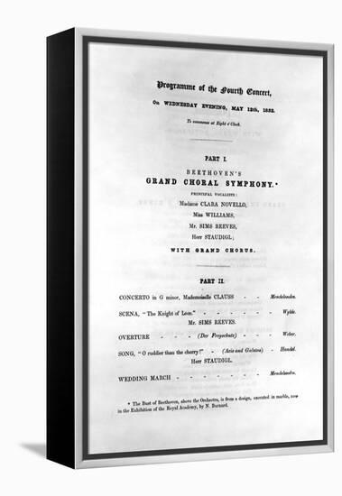 Programme for Beethoven's Grand Choral Symphony, 1852-null-Framed Stretched Canvas