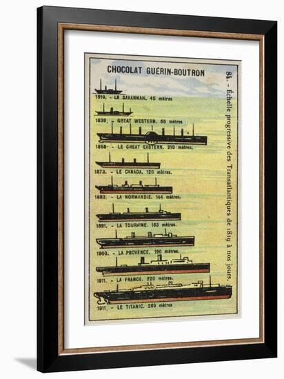 Progressive Increase in the Size of Transatlantic Ships from 1819 to 1911-null-Framed Giclee Print