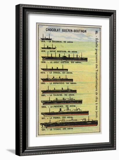 Progressive Increase in the Size of Transatlantic Ships from 1819 to 1911-null-Framed Giclee Print