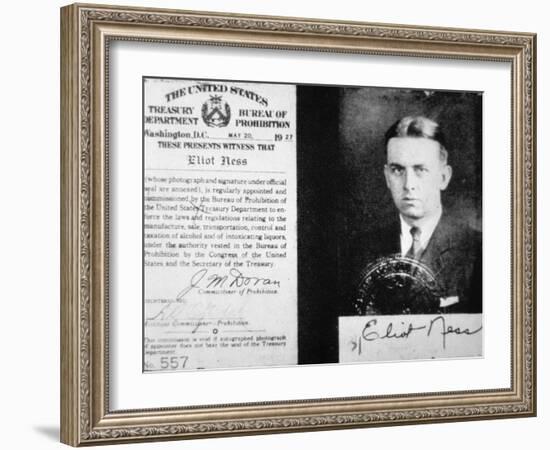 Prohibition Agent Id Card of Eliot Ness (1903-57) Dated 20th May, 1927 (Litho)-American-Framed Giclee Print