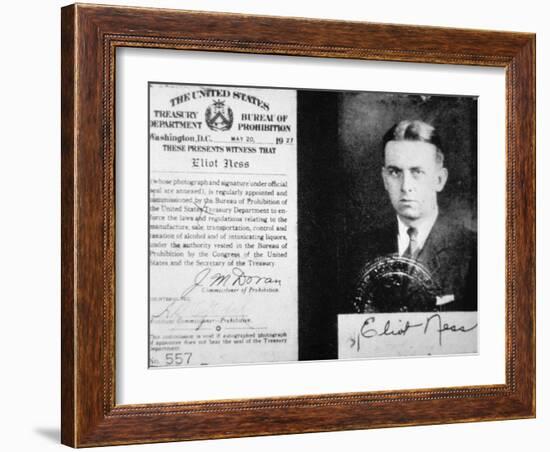 Prohibition Agent Id Card of Eliot Ness (1903-57) Dated 20th May, 1927 (Litho)-American-Framed Giclee Print