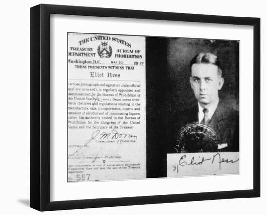 Prohibition Agent Id Card of Eliot Ness (1903-57) Dated 20th May, 1927 (Litho)-American-Framed Giclee Print