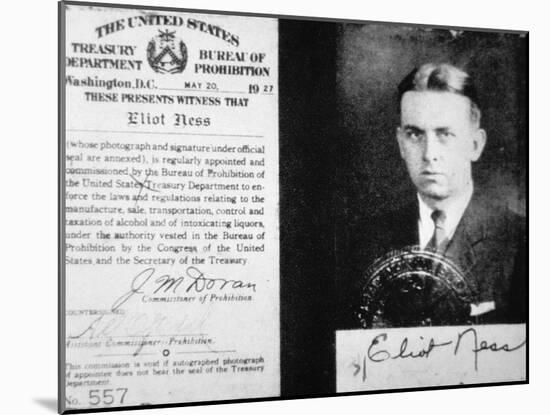 Prohibition Agent Id Card of Eliot Ness (1903-57) Dated 20th May, 1927 (Litho)-American-Mounted Giclee Print