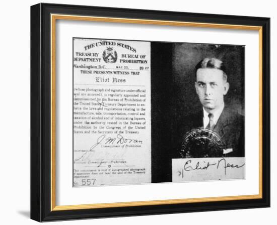 Prohibition Agent Id Card of Eliot Ness (1903-57) Dated 20th May, 1927 (Litho)-American-Framed Giclee Print