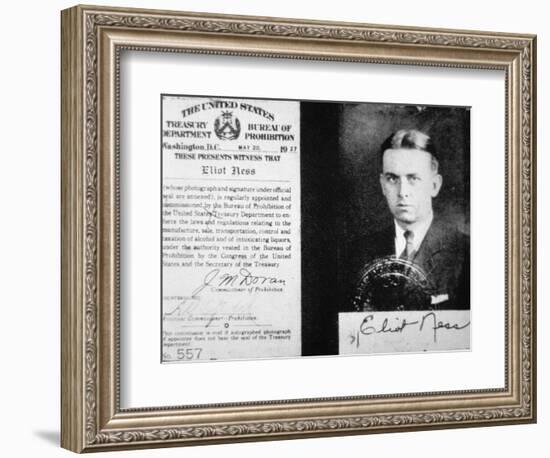 Prohibition Agent Id Card of Eliot Ness (1903-57) Dated 20th May, 1927 (Litho)-American-Framed Giclee Print