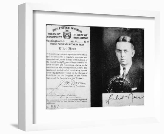 Prohibition Agent Id Card of Eliot Ness (1903-57) Dated 20th May, 1927 (Litho)-American-Framed Premium Giclee Print