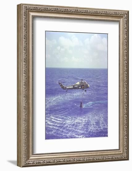 Project Mercury Freedom 7 Capsule and Astronaut Alan Shepard Are Lifted Out of Ocean by Helicopter-Dean Conger-Framed Photographic Print