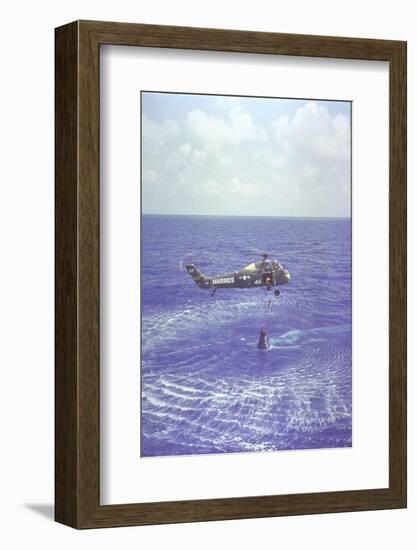 Project Mercury Freedom 7 Capsule and Astronaut Alan Shepard Are Lifted Out of Ocean by Helicopter-Dean Conger-Framed Photographic Print