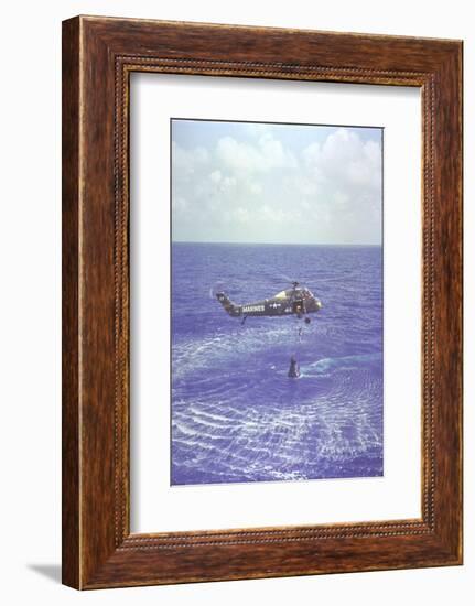 Project Mercury Freedom 7 Capsule and Astronaut Alan Shepard Are Lifted Out of Ocean by Helicopter-Dean Conger-Framed Photographic Print