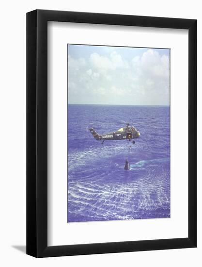 Project Mercury Freedom 7 Capsule and Astronaut Alan Shepard Are Lifted Out of Ocean by Helicopter-Dean Conger-Framed Photographic Print