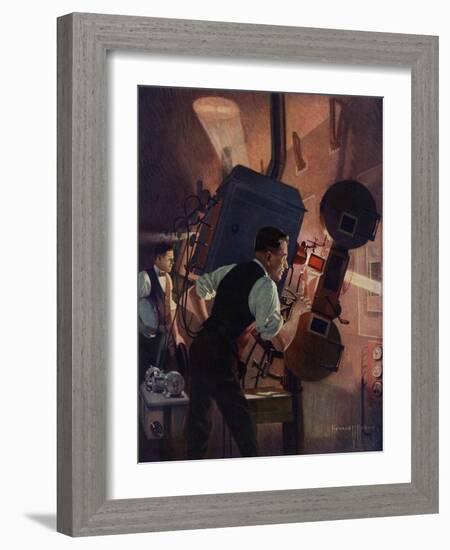 Projectionist at Work, 1921-null-Framed Giclee Print