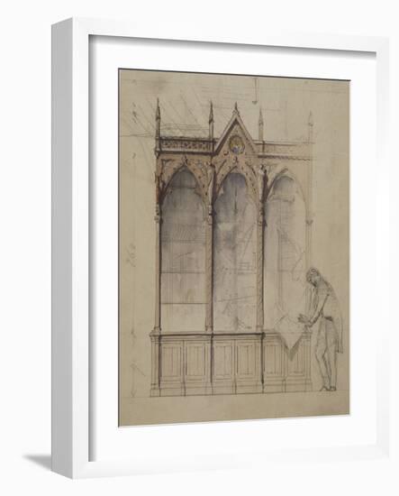 Projet de bibliothèque à trois compartiments d'inspiration néo-gothique, le-Antoine Zoegger-Framed Giclee Print