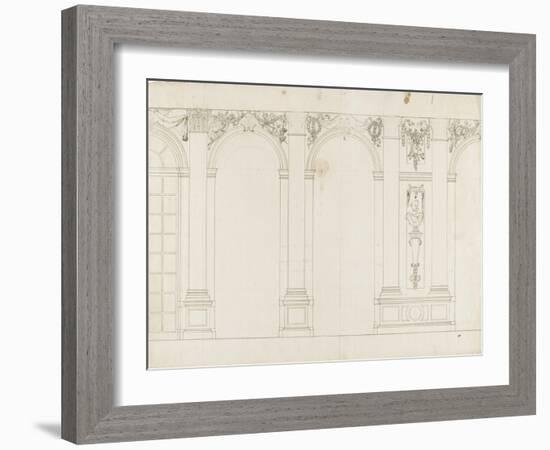 Projet de décor de la grande galerie, côté fenêtres-Charles Le Brun-Framed Giclee Print