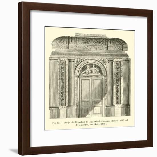 Projet De Decoration De La Galerie Des Hommes Illustres, Cote Sud De La Galerie, Par Pietre, 1778-null-Framed Giclee Print