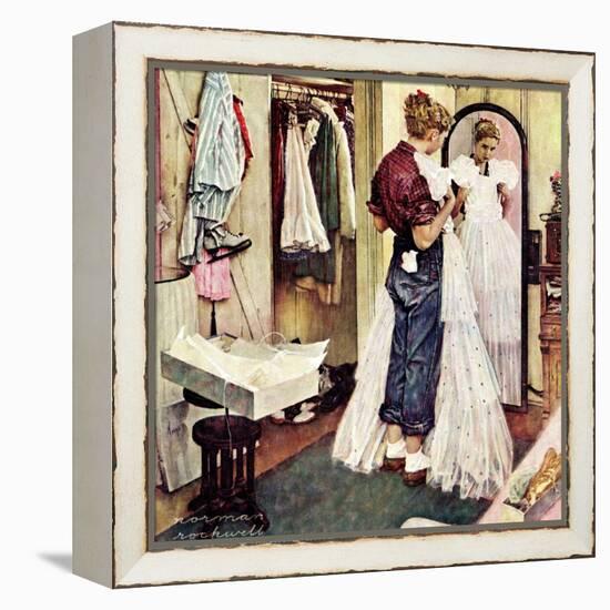 "Prom Dress", March 19,1949-Norman Rockwell-Framed Premier Image Canvas