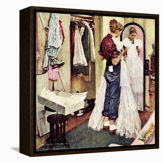 "Prom Dress", March 19,1949-Norman Rockwell-Framed Premier Image Canvas