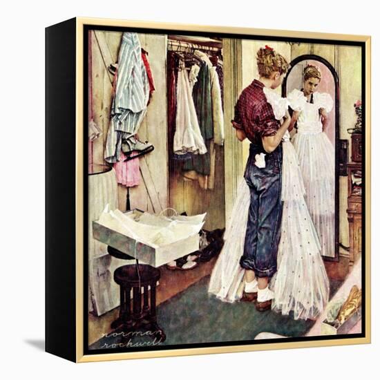 "Prom Dress", March 19,1949-Norman Rockwell-Framed Premier Image Canvas