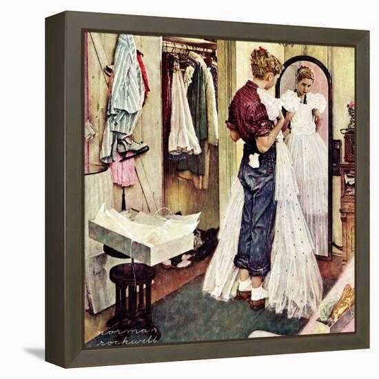 "Prom Dress", March 19,1949-Norman Rockwell-Framed Premier Image Canvas