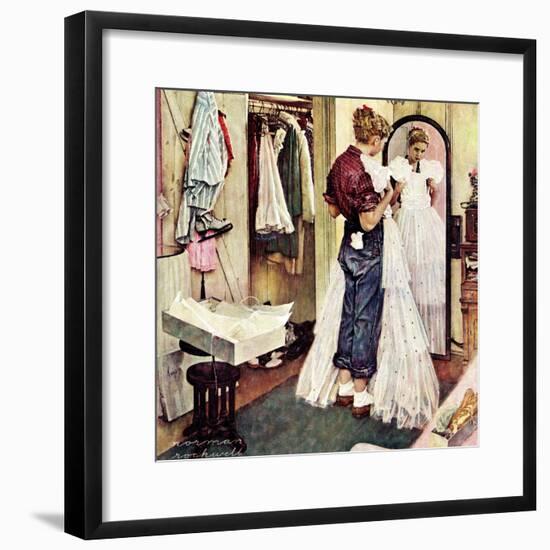 "Prom Dress", March 19,1949-Norman Rockwell-Framed Giclee Print