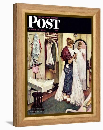 "Prom Dress" Saturday Evening Post Cover, March 19,1949-Norman Rockwell-Framed Premier Image Canvas