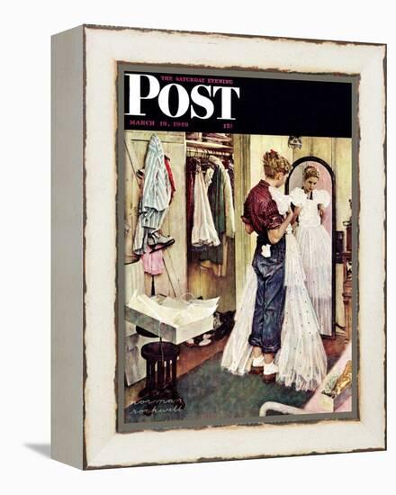 "Prom Dress" Saturday Evening Post Cover, March 19,1949-Norman Rockwell-Framed Premier Image Canvas