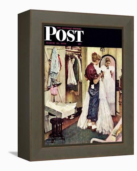 "Prom Dress" Saturday Evening Post Cover, March 19,1949-Norman Rockwell-Framed Premier Image Canvas