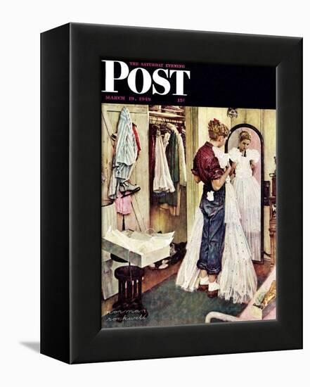 "Prom Dress" Saturday Evening Post Cover, March 19,1949-Norman Rockwell-Framed Premier Image Canvas