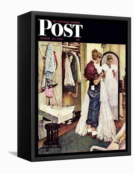 "Prom Dress" Saturday Evening Post Cover, March 19,1949-Norman Rockwell-Framed Premier Image Canvas