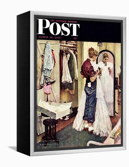 "Prom Dress" Saturday Evening Post Cover, March 19,1949-Norman Rockwell-Framed Premier Image Canvas