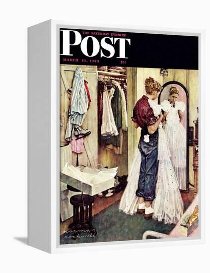 "Prom Dress" Saturday Evening Post Cover, March 19,1949-Norman Rockwell-Framed Premier Image Canvas