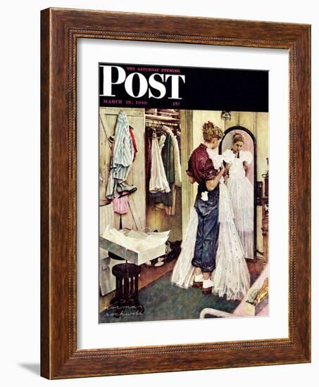 "Prom Dress" Saturday Evening Post Cover, March 19,1949-Norman Rockwell-Framed Giclee Print