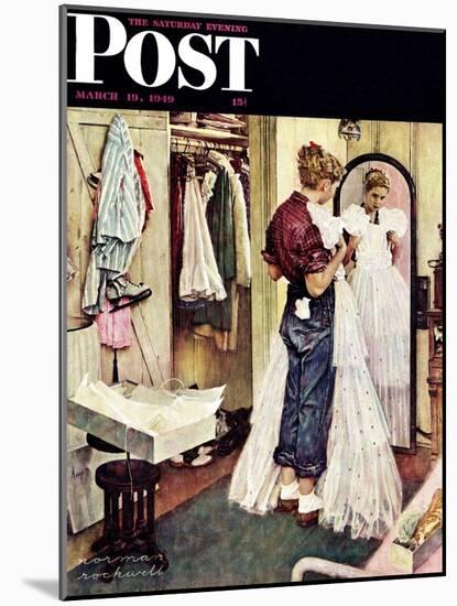 "Prom Dress" Saturday Evening Post Cover, March 19,1949-Norman Rockwell-Mounted Giclee Print