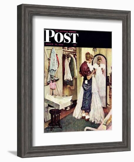 "Prom Dress" Saturday Evening Post Cover, March 19,1949-Norman Rockwell-Framed Giclee Print