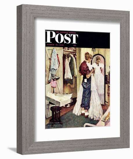 "Prom Dress" Saturday Evening Post Cover, March 19,1949-Norman Rockwell-Framed Giclee Print