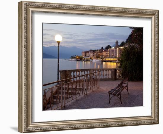 Promenade and Lake at Dusk, Bellagio, Lake Como, Lombardy, Italian Lakes, Italy, Europe-Frank Fell-Framed Photographic Print