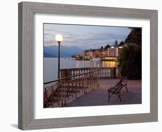 Promenade and Lake at Dusk, Bellagio, Lake Como, Lombardy, Italian Lakes, Italy, Europe-Frank Fell-Framed Photographic Print