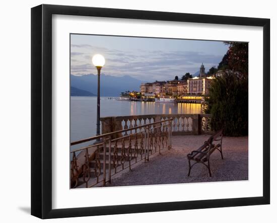 Promenade and Lake at Dusk, Bellagio, Lake Como, Lombardy, Italian Lakes, Italy, Europe-Frank Fell-Framed Photographic Print