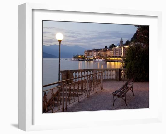 Promenade and Lake at Dusk, Bellagio, Lake Como, Lombardy, Italian Lakes, Italy, Europe-Frank Fell-Framed Photographic Print