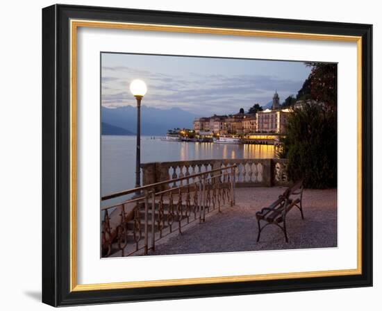 Promenade and Lake at Dusk, Bellagio, Lake Como, Lombardy, Italian Lakes, Italy, Europe-Frank Fell-Framed Photographic Print