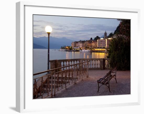 Promenade and Lake at Dusk, Bellagio, Lake Como, Lombardy, Italian Lakes, Italy, Europe-Frank Fell-Framed Photographic Print