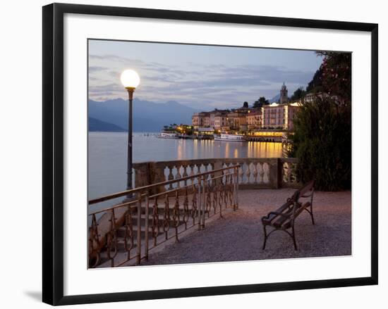 Promenade and Lake at Dusk, Bellagio, Lake Como, Lombardy, Italian Lakes, Italy, Europe-Frank Fell-Framed Photographic Print